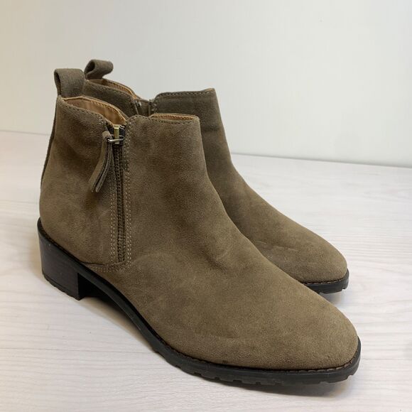 Blondo Womens Samara Taupe Suede Ankle Boots Shoes Size 10W Waterproof Cow Suede - Picture 1 of 11